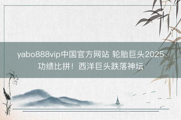yabo888vip中国官方网站 轮胎巨头2025功绩比拼！西洋巨头跌落神坛