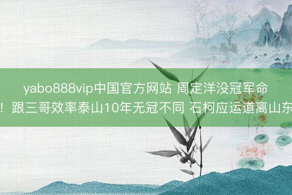 yabo888vip中国官方网站 周定洋没冠军命!跟三哥效率泰山10年无冠不同 石柯应运道离山东