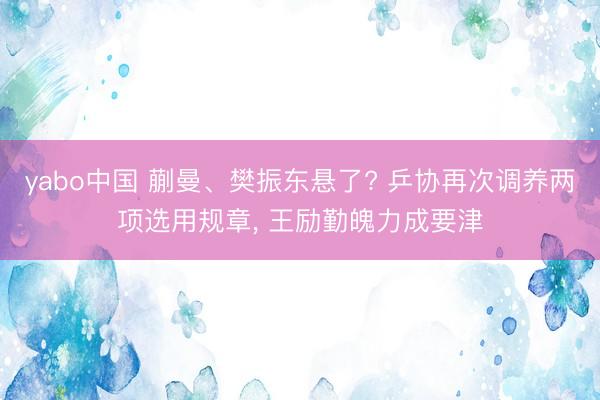 yabo中国 蒯曼、樊振东悬了? 乒协再次调养两项选用规章， 王励勤魄力成要津