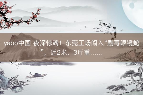 yabo中国 夜深惊魂！东莞工场闯入“剧毒眼镜蛇”，近2米、3斤重……