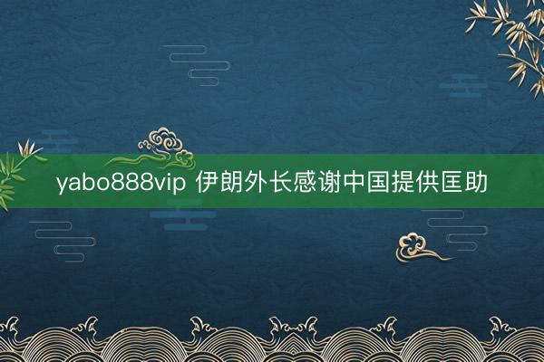 yabo888vip 伊朗外长感谢中国提供匡助