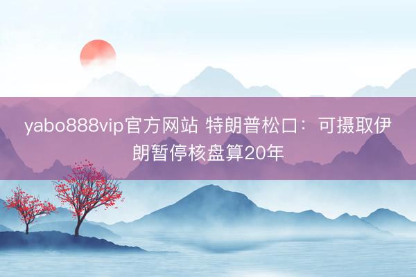 yabo888vip官方网站 特朗普松口：可摄取伊朗暂停核盘算20年