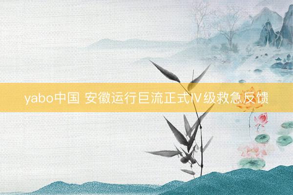 yabo中国 安徽运行巨流正式Ⅳ级救急反馈