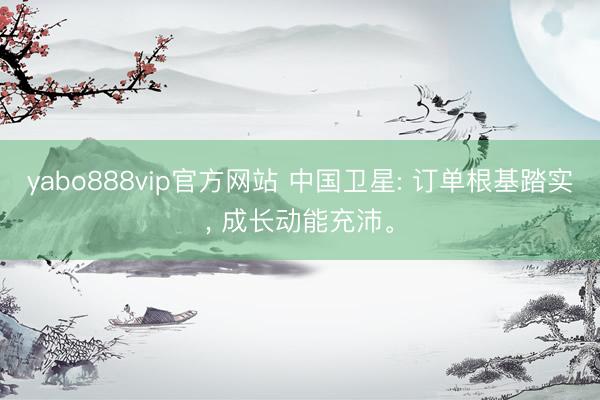 yabo888vip官方网站 中国卫星: 订单根基踏实, 成长动能充沛。