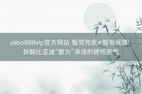 yabo888vip官方网站 智驾兜底≠智驾保障! 拆解比亚迪“敢为”承诺的硬核底气