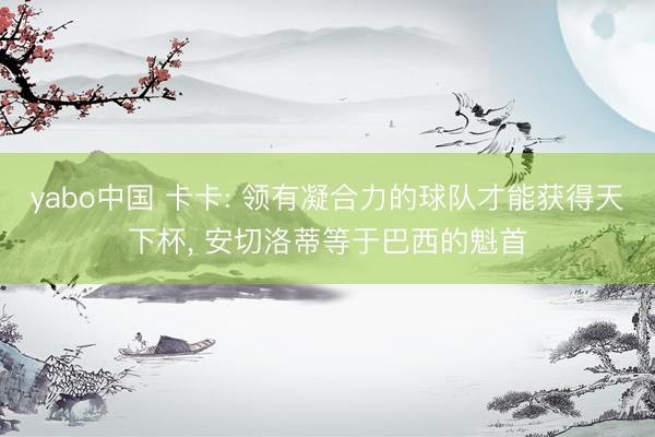 yabo中国 卡卡: 领有凝合力的球队才能获得天下杯， 安切洛蒂等于巴西的魁首