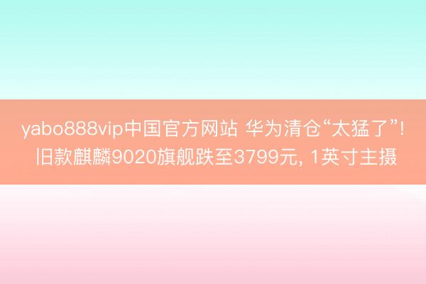 yabo888vip中国官方网站 华为清仓“太猛了”! 旧款麒麟9020旗舰跌至3799元， 1英寸主摄